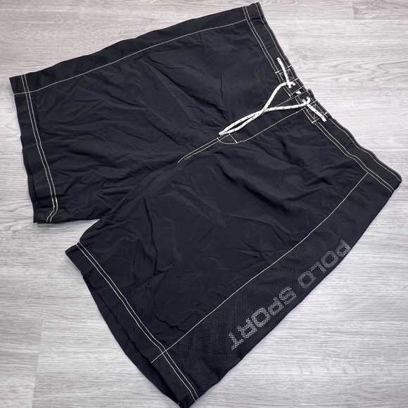 Polo Sport Ralph Lauren Other - Polo Sport Ralph Lauren Mens Black Nylon Board Shorts Mesh Side Logo Size 40